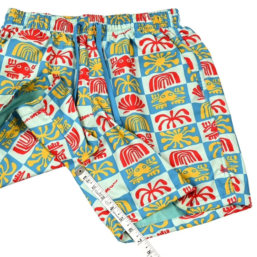 Nike‎ Sportswear Woven Flow Shorts Men's M Geometric Abstract Lined Beach Swim